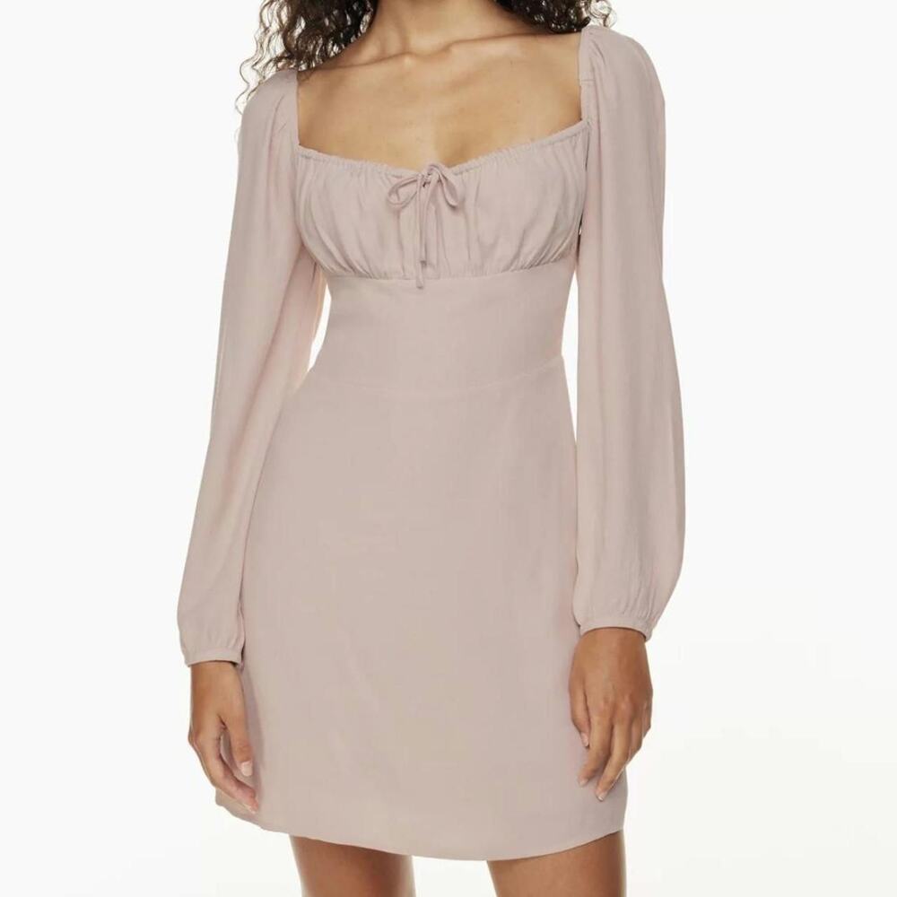 Aritzia Dress Milkmaid Mini Delilah Long Sleeve NWT XL Pink Valentine Preppy